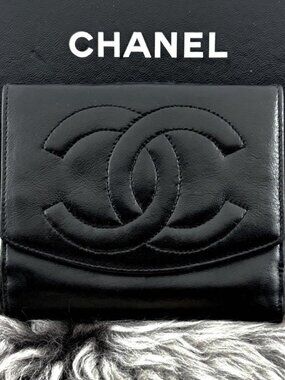 Chanel Wallet Coco Stitch Jumbo CC Logo Hook Bifold